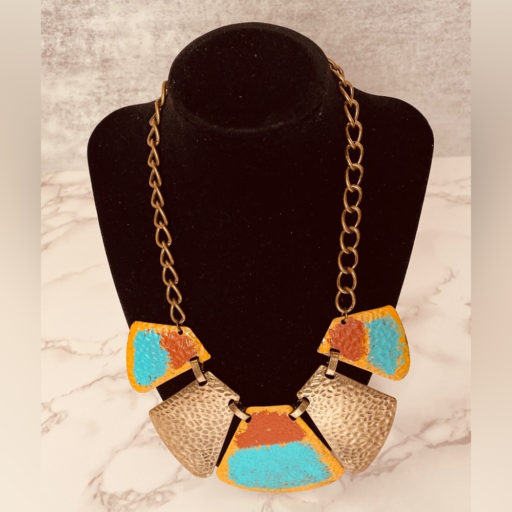 Bulky Colored Metal Necklace
